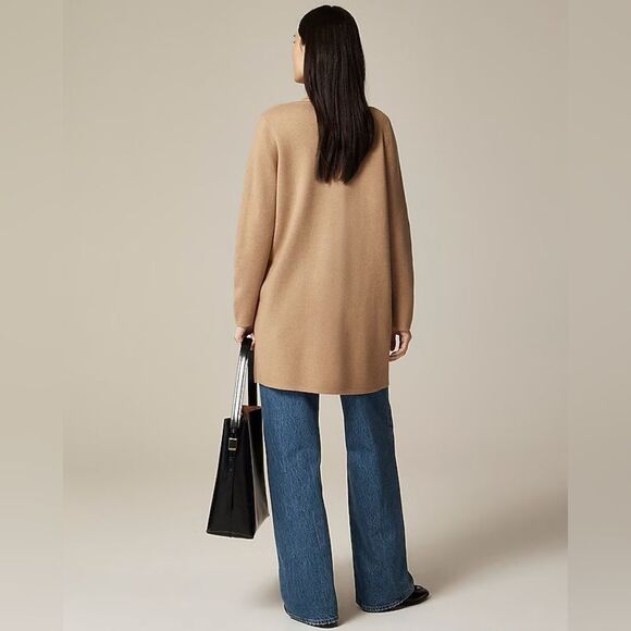 NWT J CREW Juliette collarless sweater-blazer in Hthr Khaki - Picture 4 of 9